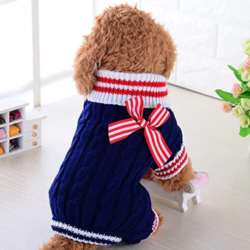 Honprad кученце палто за раст, скокач кучиња плетена облека зимска миленичиња морнарица желка џемпер џемпер од џемпер - топло кабелско