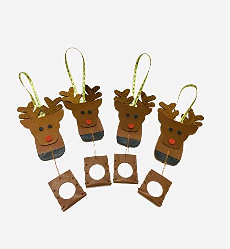 Сет од 4 Рудолф Црвен нос ирваси украси за новогодишна елка, Божиќни подароци уникатни 2,7 x 6,5 Божиќни украси Персонализирани прилагодени стариот