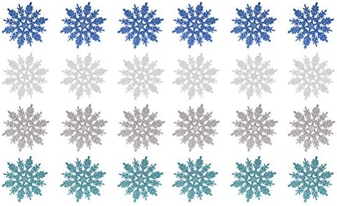 СОИМИС 24 парчиња Сјај Снегулки Пластични Божиќни Снегулки Декорација На Прозорци