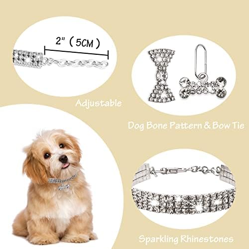 Јака од кучиња Ayiffwteo, моден симпатичен накит со коска од ринестон, миленичиња ѓердан пенливи заслепувачки елегантни фенси јака од