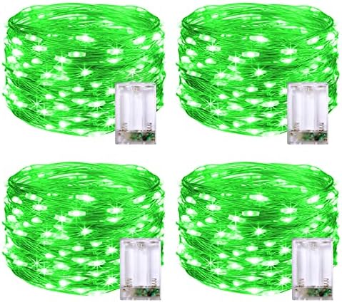 Jmexsuss 4 пакет 50 LED зелени самовила батерија управувана во затворено водоотпорен водоотпорен за Божиќни украси за забава