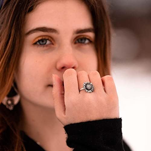 Појавување на прстени за жени гроздобер сончоглед свадба бенд за жени боемски ангажман прстен накит подароци додатоци ветуваат прстен