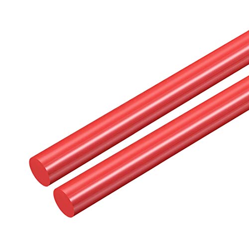 UXCELL 2PCS Пластична тркалезна шипка 1/2 инчен дијаа 20 инчен црвен полиоксиметиленски шипки Инженеринг пластични тркалезни шипки