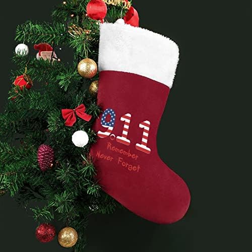 11 септември Запомнете никогаш не заборавајте на Божиќните чорапи порибување на Божиќните дрво украси за санта, висат украси за одмори