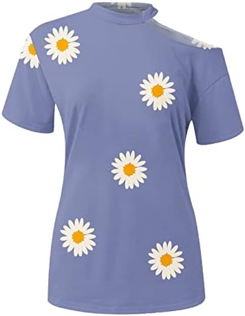Есен лето врвна кошула за дами без ретроспективен краток ракав 2023 екипаж вратот на вратот, памучен графички маичка BG BG