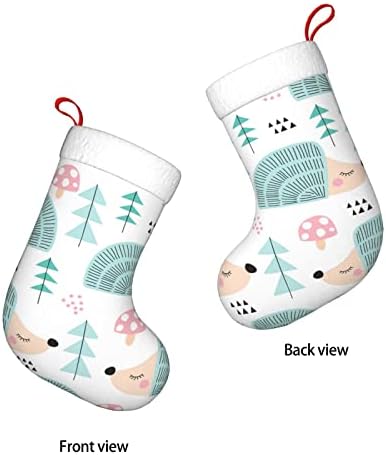 Аугенски Божиќни чорапи со сина розова еже шума двострана камин што виси чорапи