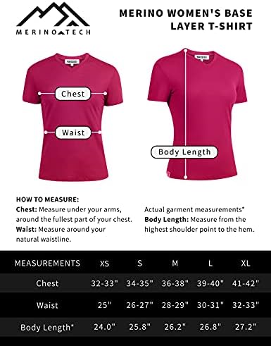 Merino.Tech Merino волна маица жени - мерино волна од волна, жени со краток ракав, мери + мерино волна чорапи