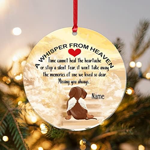 Шепот од небото Чоучо куче Божиќно акрилик украс за кучиња Меморијални Божиќни украси 3 инчи Персонализирано име на кучиња гроздобер