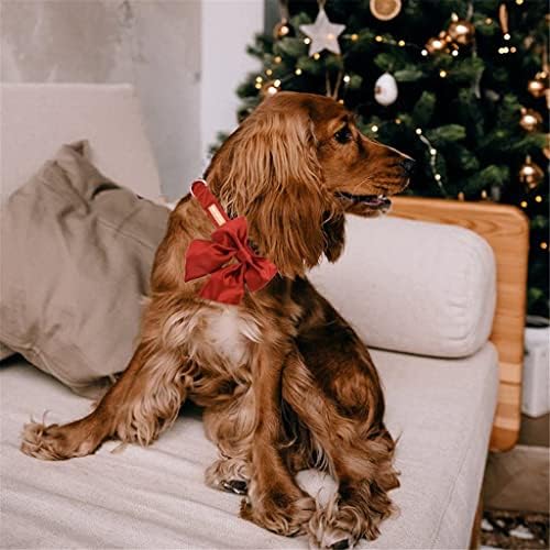 Јака од јака од црвена свила од свила од кучиња со лак прилагодлив за кучиња јака за домашно милениче подарок за мал среден голем