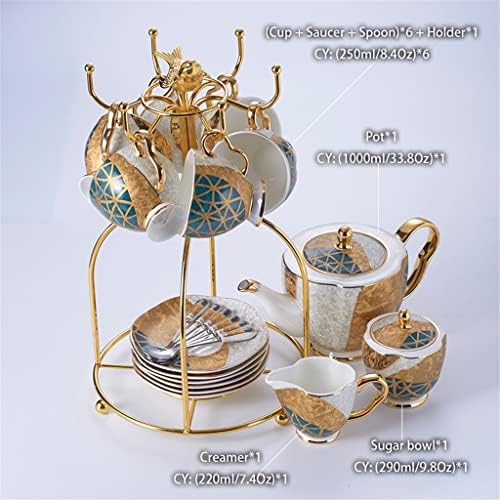 Xiulaiq Златна геометриска шема Вклучена порцеланска чај сет сад чаша керамички чаша попладневен чај сет кафе сет