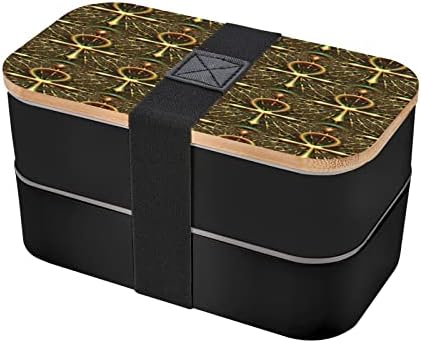 Голема кутија за бенто-кутија со бенто кутија Анх-египетско-симбол кутија со прибор за јадење 40oz јапонски бенто кутија