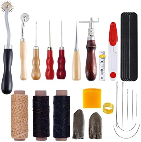 Кожни занаетчиски алатки CLGZS поставени со зашивање на работ, заболување, тркало за трасирање, игла за шиење и други додатоци за кожа