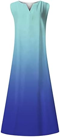 Женски Секојдневни Летни Фустани И Мода Класично Печатење Во Боја На Вратот Без Ракави Долг Фустан Секојдневни Фустани