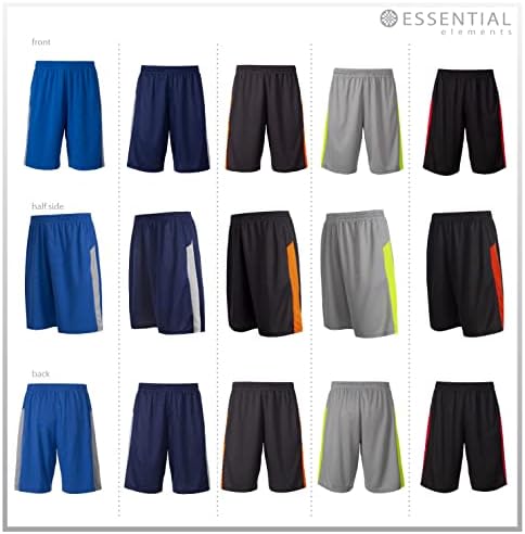 Суштински елементи 5 пакет: Момци младински атлетски активни спортски спортски салата кошарка шорцеви со џебови