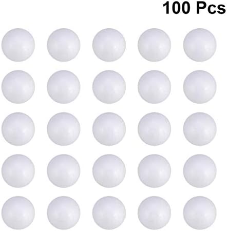 Fomiyes бели топчиња од пена, бели топчиња од пена 100 парчиња 4 см полистирен занаетчиски топки занаетчиски пена топка топки DIY топки