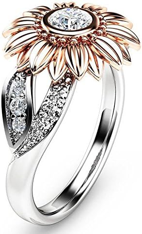 Свадбени прстени за жени моден дијамантски прстен сончоглед круг цветни кубни цирконија ангажман прстени еврејски подароци венчален прстен