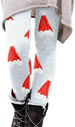 Nongjxcrенски Божиќни хеланки со високи тренинзи со високи половини панталони Дедо Мраз, Снегулка за печатење во салата