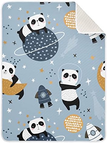Swaddle Clain Panda Moon Памучно ќебе за новороденчиња, примање ќебе, лесен меко залепетено ќебе за креветчето, шетач, расадници за ќебиња,