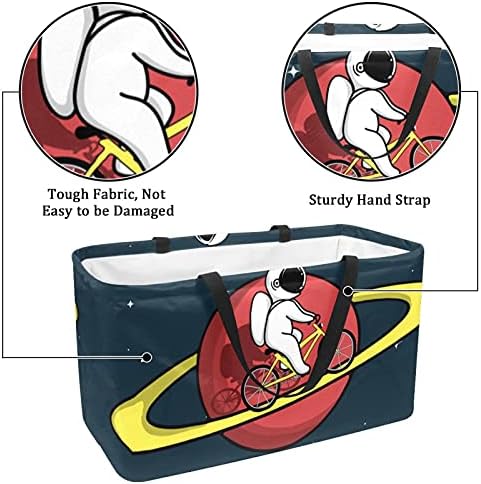 Торба за намирници торбички за склопување алатка торба торба за преклопување корпа за перење, цртан простор астронаут Универзум ракети