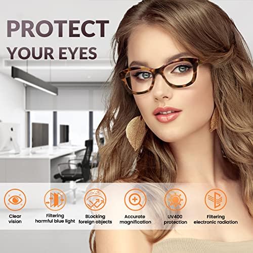 Gaoye 6 пакуваат преголеми очила за читање за жени Стилски сино светло блокирање против очите на компјутерски читатели на компјутер