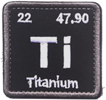 Титаниум атом Периодична табела на елемент Ти лого тактички морал воен везена лепенка