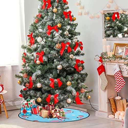 Jо oyојсј Божиќна капа Фламинго Среќен елка штанд Мат водоотпорен подот за заштита од дрвја за држење сад за украси за Божиќни празници