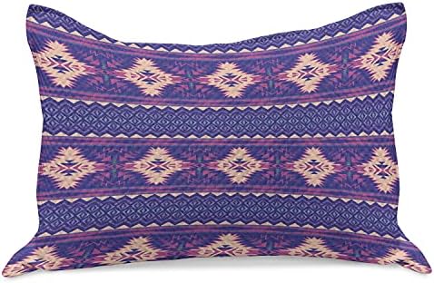 Ambesonne Aztec плетен ватенка Pemlowcover, модерен инспириран печатење на мексиканска цивилизација во енергични бои, стандардна покривка
