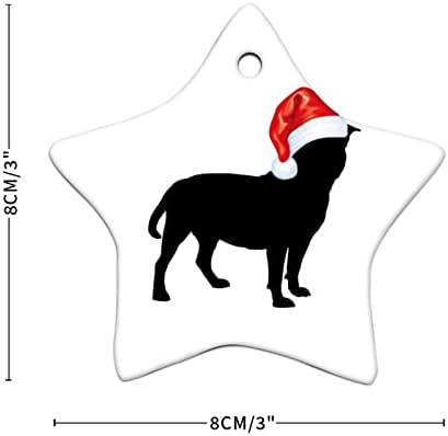 3 инчи Божиќно куче Шар ПЕИ ПЕТ ПЕТ силуета украси куче со украси на starвезди на Дедо Мраз за деца момчиња девојчиња кои висат украси за украсување