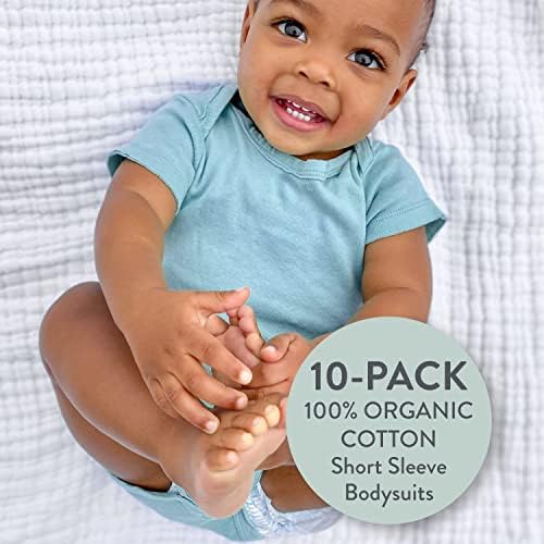 Искренбебе унисекс-бебе 10-Пакет Органски Памучни Боди Со Кратки Ракави