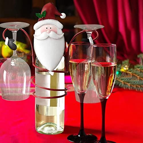 ДБИЛКСМН Дрвена кафе кригла од празници за шишиња со шишиња Божиќно стакло и шише и решетка кујна и совршено држење 2 вино