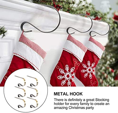 Општа метална облека закачалка 6 парчиња божиќни држачи за порибување мантили кои не се лизгаат камин куки за божиќни куки за забави метални