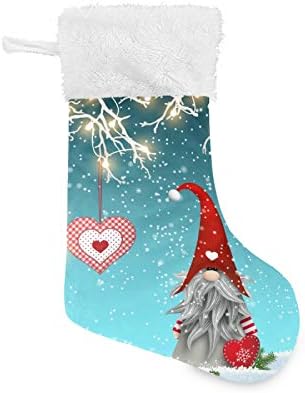 Алаза Божиќни Чорапи Скандинавски Божиќ Традиционален Гном Томте Стои Со Црвено Срце Класични Персонализирани Големи Украси