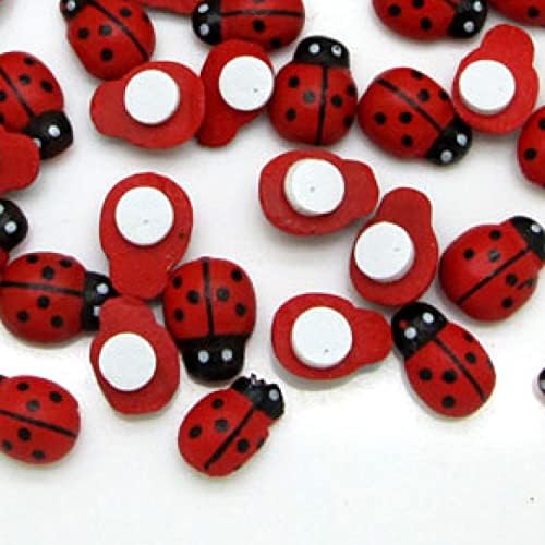 100 парчиња црвена бубамара дрвени копчиња Flatback Cabochon StrapBooking занаети дрво украси DIY додатоци