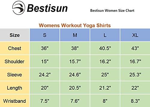 Bestisun Women Long Relaive Отворен бек атлетско носење тренингот јога салата кошули лесна облека за палецот за жени за жени