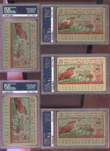 1956 Топпс 107 Ед Метјус Еди Метјус ПСА 1 МЦ оценета бејзбол картичка ГБ Храбри - плочи за бејзбол картички