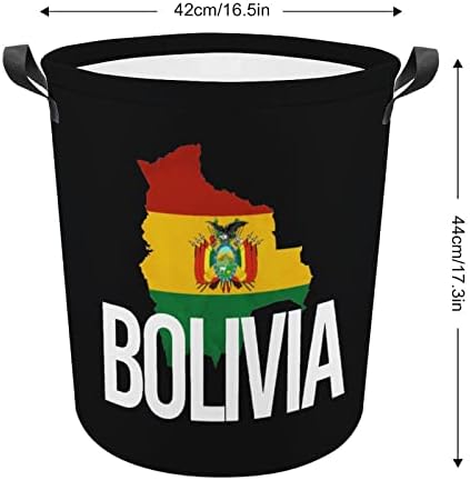 Боливија мапа и знамето за печење на знамето, водоотпорна торба за складирање на корпи со рачка 16,5 x 16,5 x 17