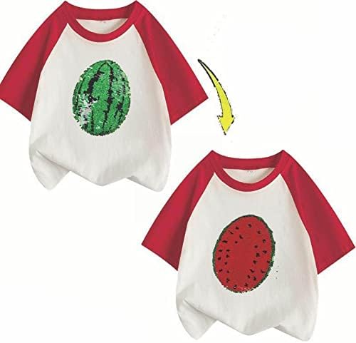 Дете деца Детска бебе момчиња Девојки подароци за деца кои се менуваат флип секвенци маица лубеница врвови за деца каузални врвови