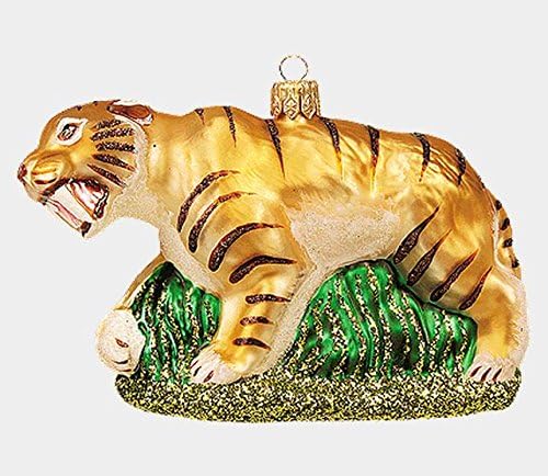 Праисториска сабја заби од тигар полски стакло Божиќ украс за мачки