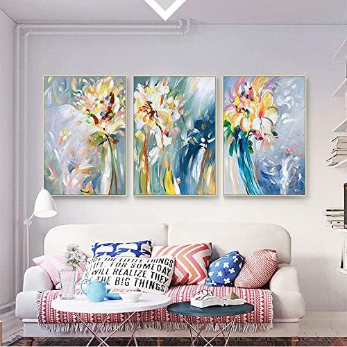 Jfniss рачно насликано масло сликарство на платно - Апстрактни шарени цвеќиња рачно насликани, голема платна wallидна уметност за домашна