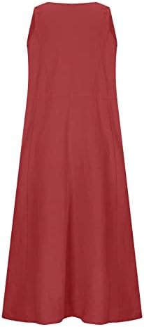 HCJKDU Sundress за жени u вратот широки ленти без ракави цврста боја облечена во боја, лесен проток, максиски фустани со џебови
