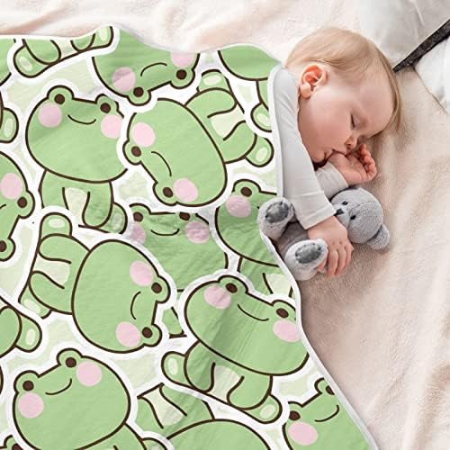 Swaddle Flabte Frog што седи памучно ќебе за новороденчиња, примање ќебе, лесен меко залепено ќебе за креветчето, шетач, расадникски ќебиња,