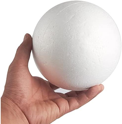 Juvale 2 пакувања топки од пена за занаети, 6-инчни кружни бели полистиренски сфери за DIY проекти, украси, училишно моделирање,