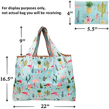 Allydrew голем преклопен тотено најлонски торбички за намирници, 5 пакувања, разновиден цветен