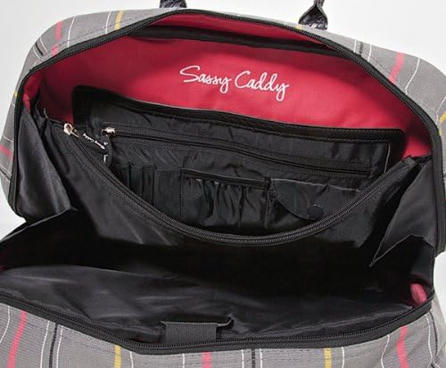 Sassy Caddy Women'sенски ритски месинџер торба, сива/топла розова/црна боја