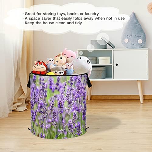 Прекрасни цвеќиња од лаванда се појавуваат алишта за алишта со капакот за складирање на капакот, склопувачка торба за алишта за хотелска