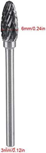 10 парчиња столбни карбид челични ротациони датотеки Burr Постави 3мм Шанк 6мм Дијаметар на главата за сечење за умирање