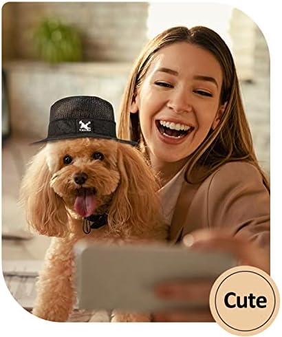 Harikaji Dog Top Hat, миленичиња тркалезна слама капа, кучиња мешавина од кучиња, капаче од сонце, капа за корпа за мали средни кучиња мачки