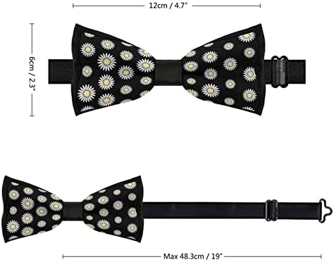 Weedkeycat Daisy Flower Clower Scuantion Necktie Pred-врзани формални лакови за прилагодување на лакот, печатено за мажи