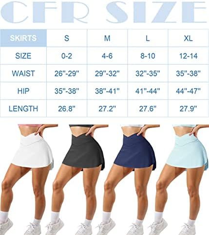 CFR женски тениски голф здолништа со џебни шорцеви кросовер половината плетена теретана за спортски спортски атлетски скејти