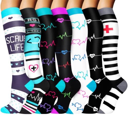COLUMMEFOOT COMPSS COOMPS за мажи и жени 20-30 mmhg Поддржуваат чорапи за медицински сестри кои работат во фудбал